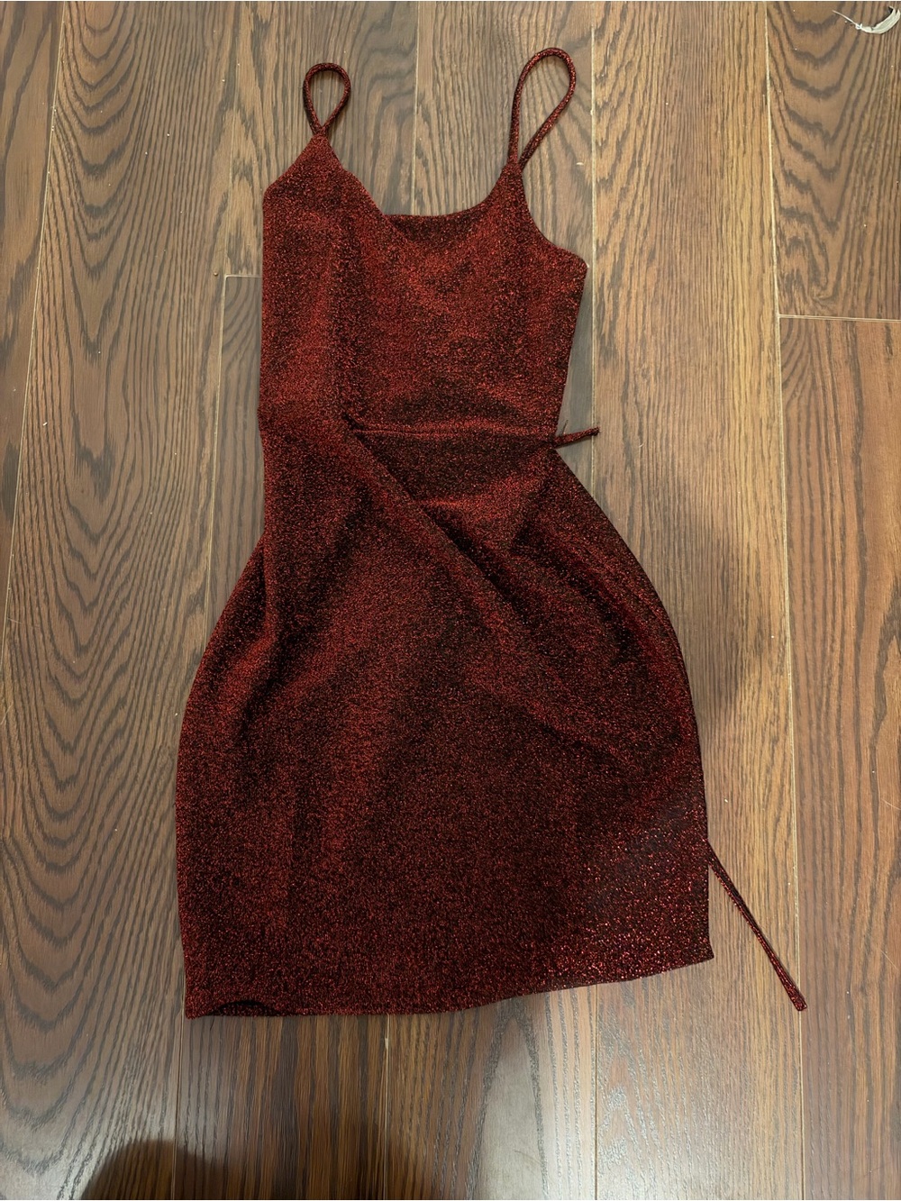 Shimmering Burgundy Red Mini Slip Dress